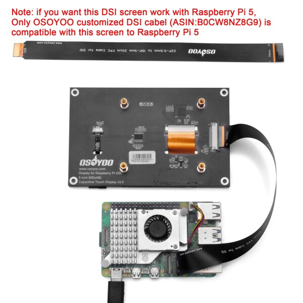 OSOYOO 5インチTFT タッチスクリーン DSIコネクタ LCDディスプレイモニター 800×480解像度 ラズベリーパイ2 3 3 4 B+ raspberry pi 5 用 日本語説明書付き_8