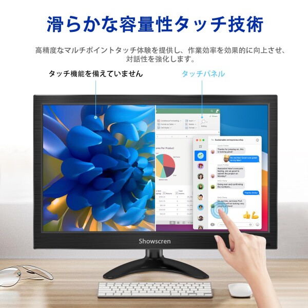 PC タッチスクリーン モニター 14 インチ ポータブル タッチスクリーン HDR 1920x1080 100% sRGB HDMI/USB-C IPS ディスプレイ PC/ラップトップ/PS4-5/Switch 用、14 インチ セキュリティ CCTV モニター