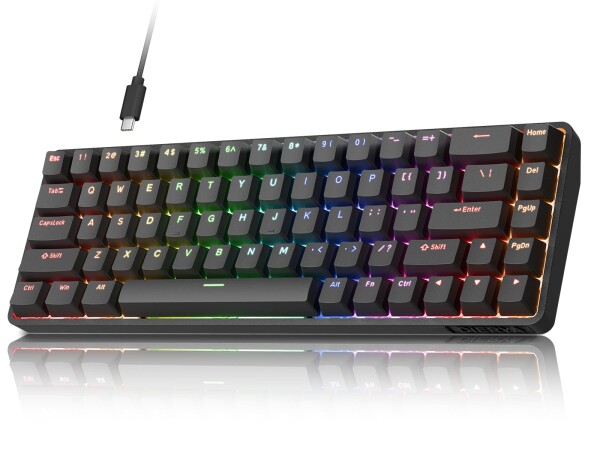 DIERYA DK68C ラピッドトリガー メカニカルゲーミングキーボード 磁気スイッチキーボード RGBバックライト 有線Type-C コンパクト 68キー 全キー無衝突 Windows/Mac/Linux対応 英語配列 (ブラック)