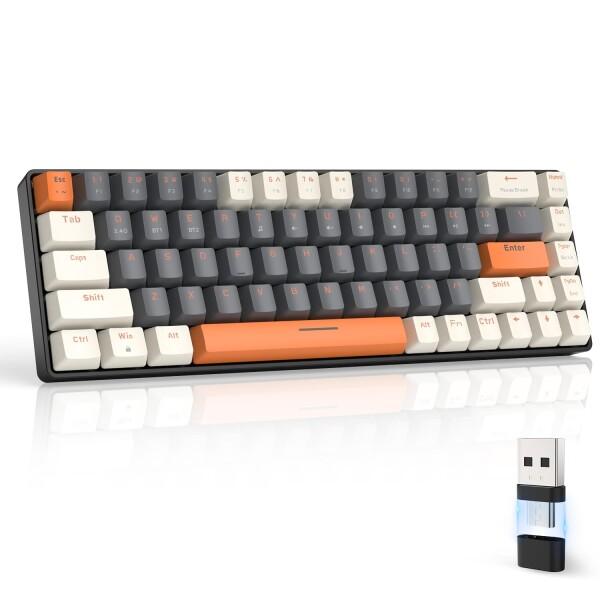 MAGIC-REFINERx ZIYOU LANG Bluetoothワイヤレス ゲーミングキーボード 無線 小型 青軸K68キーボード2.4GHZ USB接続 テンキーレス Windows Mac iPad iOS Android Surface 対応 在宅勤務 日本語説明書 技術基準適合