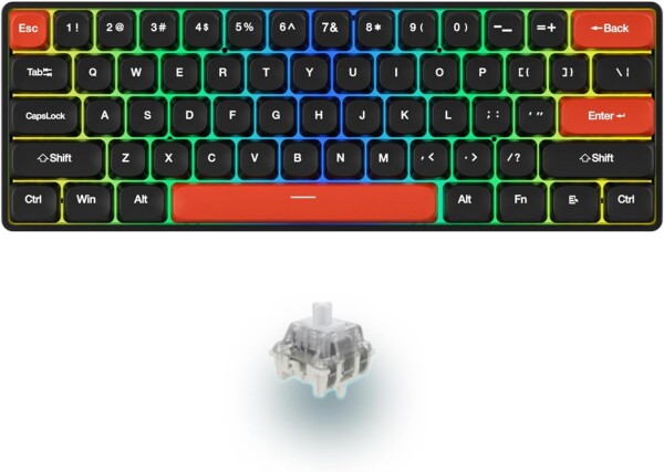 ラピッドトリガー キーボード：ゲーミングキーボード メカニカル式 磁気軸 精度RT0.04mm RGB発光 61キー 伝送スピード8000HZ Type-C USB有線接続 マグネチックシャフト LEDバックライト付き ゲー