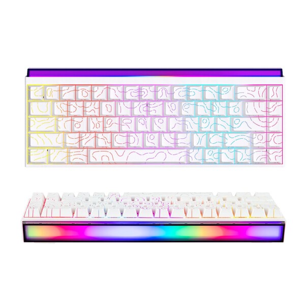 MechLands AJAZZ NK68 有線ゲーミングキーボード ライトボックス付き 65% コンパクト メカニカルキーボードホットスワップ対応 シャインスルーキーキャップ NKRO Windows/mac/Android対応 (White Topograp