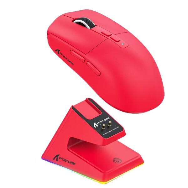 MAMBASNAKE×ATTACK SHARK X6 超軽量ゲーミングマウス 49g PAW3395センサー ワイヤレス マウス 3モード接続 2.4Ghz/Bluetooth/Type-C 6レベルDPI切替 26000DPI 200時間連続使用可能 マグネットRGB充電スタンド レ