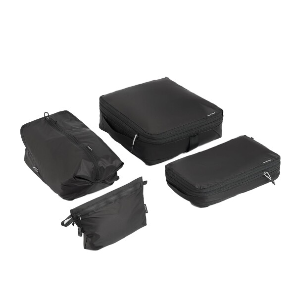 NextPacker 超軽量 旅行圧縮バッグ 4点セット YKK 防水 圧縮袋 圧縮ポーチ シューズバッグ 大容量 両面収納 衣類 下着 靴用 洗面用具 小物入れ 出張 トラベルポーチ 海外 旅行便利グッズ (G4、