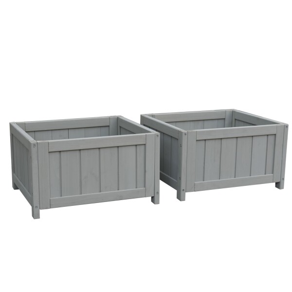 木製プランターボックス, グレー, 屋外ガーデニング用, スクエア型, 組立式 (グレー)