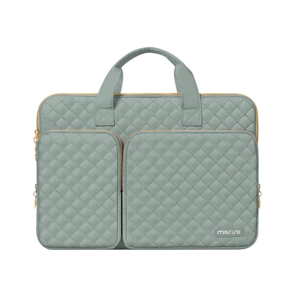 MOSISO 360 保護 PCケース 16インチ、15-15.6インチ ラップトップバッグ 対応機種 MacBook Air 15 M4 M3 M2/Pro 16 M4 M3 M2 M1、2つポケット ＆ 取っ手付 ＆ ベルト付き 正方形 キルティングバッグ(レトロ