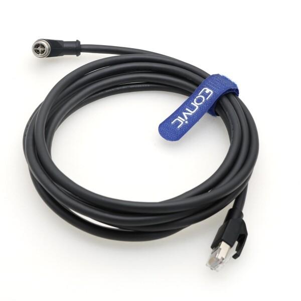 Eonvic イーサネットケーブル M12 Xタイプ 直角 8ポジションからRJ45 防水 工業用 ハイフレックスケーブル コニャックス用