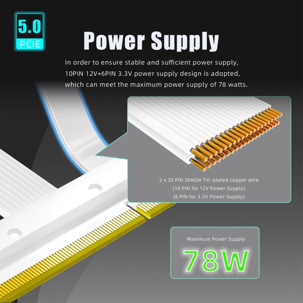 GLOTRENDS 300mm PCIe 5.0 ライザーケーブル|RTX5090/RTX4090/RX9070/RX7900 対応|PCIe 5.0/4.0 GPU 互換|90 度直角 垂直マウント用 GLOTRENDS 300mm PCIe 5.0 ライザーケーブル|RTX5090/RTX4090/RX9070/RX7900 対応|PCIe 5.0/4.0 GPU 互換|90 度直角 垂直マウント用