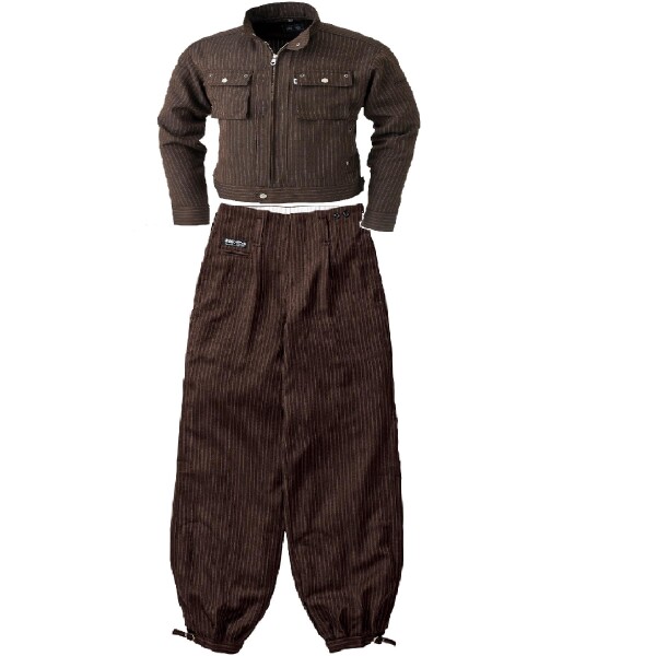 (寅壱) 寅一/ライダースジャケット&ロングニッカ(4309s554414) 上下セット 作業着 作業服 作業ズボン ニッカポッカ 鳶服 3L×W100cm 72：トビ茶