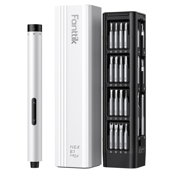 Fanttik E1 Max 電動精密ドライバー 50本マグネティックビット付き 精密ドライバーセット 磁気収納ケース 六角チャック Type-C充電 200RPM 高精度トルク 電子機器 スマホ カメラ 時計修理用 ホ