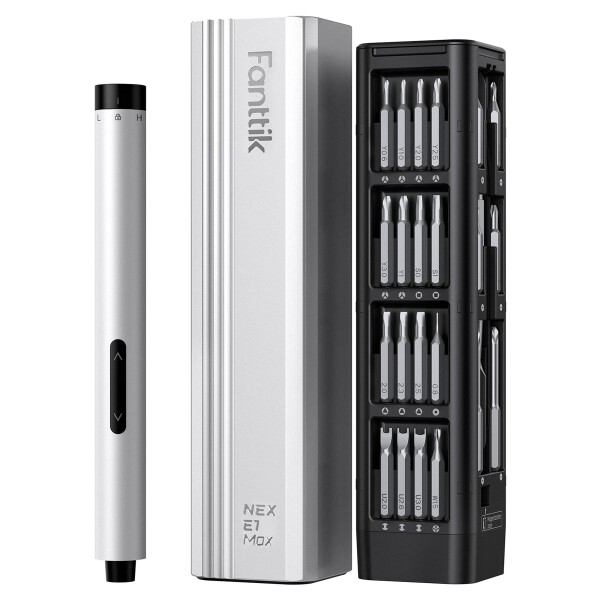 Fanttik E1 Max 電動精密ドライバー 50本マグネティックビット付き 精密ドライバーセット 磁気収納ケース 六角チャック Type-C充電 200RPM 高精度トルク 電子機器 スマホ カメラ 時計修理用 シ