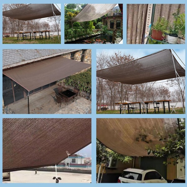 晨陽小店 遮光ネット4M*5M 日除けシェード 屋外 農業 園芸用 コーヒー色 シェード高密度ポリエチレン 紫外線から守る ベランダ 窓 カーポート ルーフ ヤード パーティーなどに最適 サイ_6
