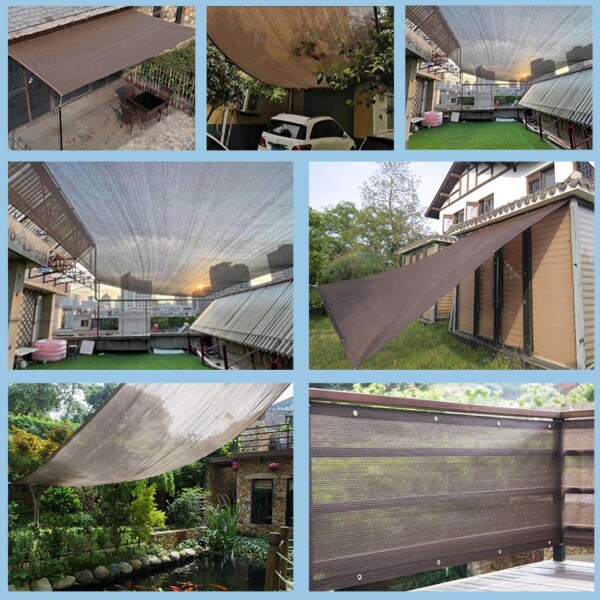 晨陽小店 遮光ネット3M*5M 日除けシェード 屋外 農業 園芸用 コーヒー色 シェード高密度ポリエチレン 紫外線から守る ベランダ 窓 カーポート ルーフ ヤード パーティーなどに最適 サイ_5