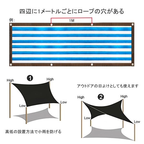 JINALEI 日除けシェード 屋外 4M*6M ベランダ目隠し 庭 家 窓 日除け 青色&amp;白色 屋根 植物 園芸用 遮?ネット 農業用 厚みを増した高密度ポリエチレン 紫外線耐性があり_4