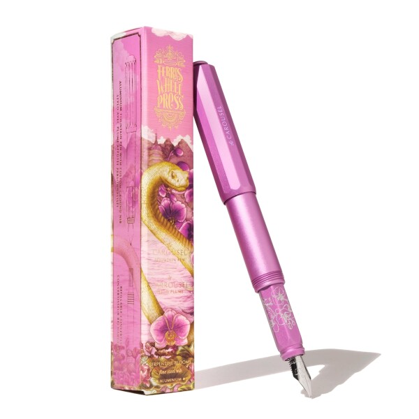 Ferris Wheel Press, Aluminum Carousel Fountain Pen, Serpentine Blooms, Aircraft grade aluminum body, Threaded cap with air seal system, Medium