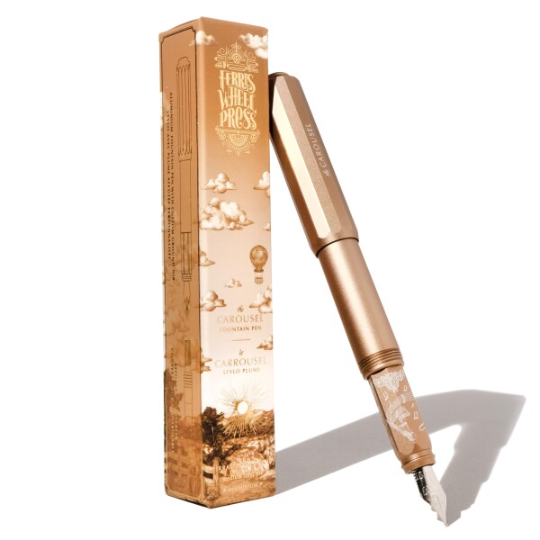 Ferris Wheel Press, Aluminum Carousel Fountain Pen, Terracotta Canyon, Aircraft grade aluminum body, Threaded cap with air seal system, Orange, Medium