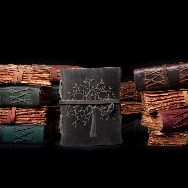 LEATHER VILLAGE Tree of Life ジャーナル ノートブック スケッチブック ダイアリー - 13 X 8 インチ - ブラック - 200 ページ - 水彩紙 - Book of Shadows - ヴィンテージレザー綴じジャーナル 女性&男性用_5
