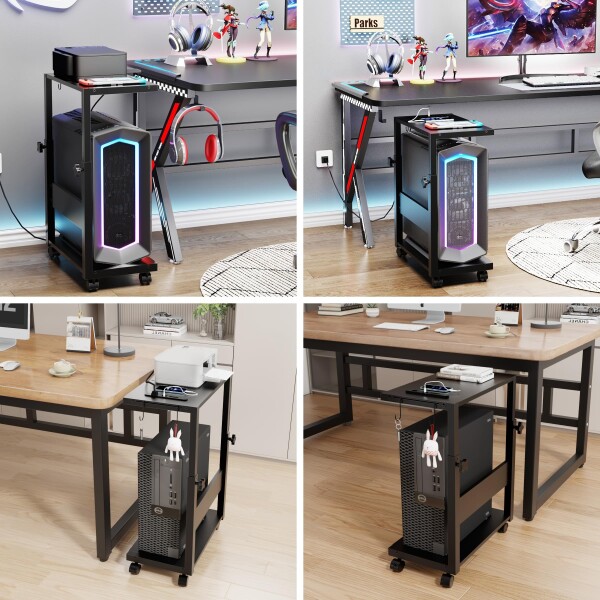 マイコン仕合わせ pc仕合わせ pc手押し車 マイコン手押し車 昇降式 幅49×奥ふかさ29×高さ52〜84糎 差し込み付き添い人 キャスター付き添い人 耐荷重は15kg 高さかい繕う能力のある 学習机側面納める ＰＣ照明ランプ LEDともし火付
