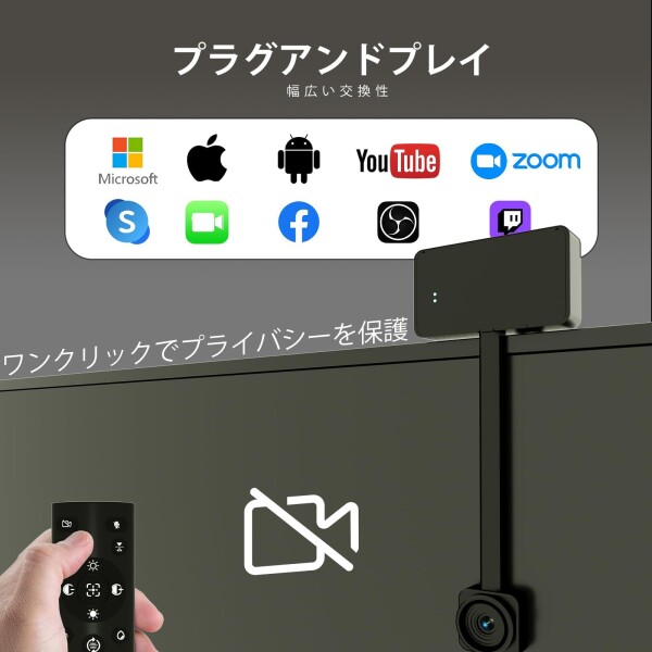 Webカメラ 4k PC用 ウェブカメラ モニター用 リモコン付き Ultra HD 1/2.55'' センサー オートフォーカス 10X デジタルズーム & プライバシー保護 ビデオ通話/Zoom対応 (ブラック)_6