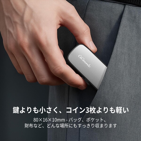 GiGimundo M201ポータブルSSD 10Gbps外付けSSD 1TB usb3.2 (Gen2)読み取り速度1000mb/秒 type-C/type-A 両対応 PS5/PS4/テレビ録画対応 超小型 軽量 3年間のメーカー保証で、ポータブル スティック USBメモリサ_3