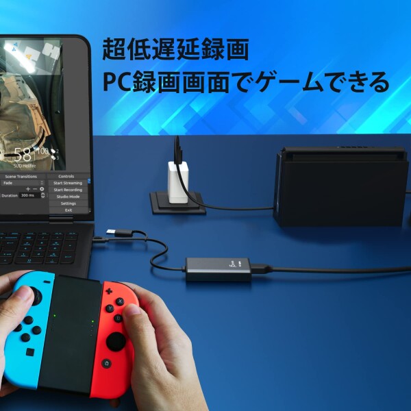 j5create 4k30fps 録画配信 HDMI キャプチャーボード Type-C Type-A 変換アダプター付 プラグ＆プレイ アルミ筐体 Windows/Mac/Android対応 PS4/PS5/スイッチ ゲーム実況 ライブ配信 一眼カメラ (JVA11)_3