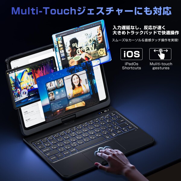Sencela 2025新登場 iPad Pro 12.9インチ対応 日本語配列キーボードケース 遅延なし・高精度 360度回転式 バックライト・ペンホルダー搭載 マジックキーボード iPad Pro 12.9インチ（第3/4/5/6世代）_1