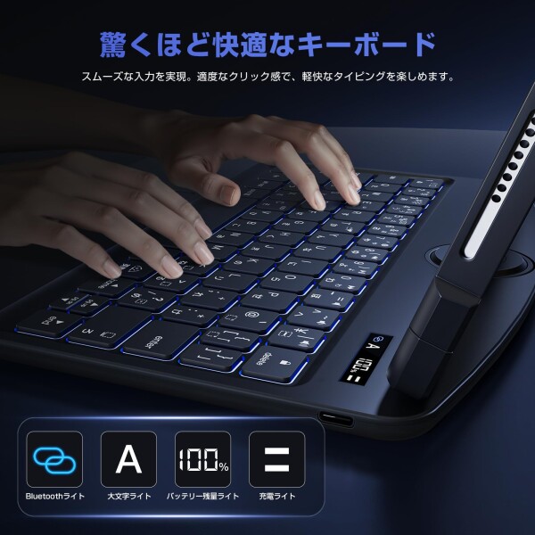 Sencela 2025新登場 iPad Pro 12.9インチ対応 日本語配列キーボードケース 遅延なし・高精度 360度回転式 バックライト・ペンホルダー搭載 マジックキーボード iPad Pro 12.9インチ（第3/4/5/6世代）_2