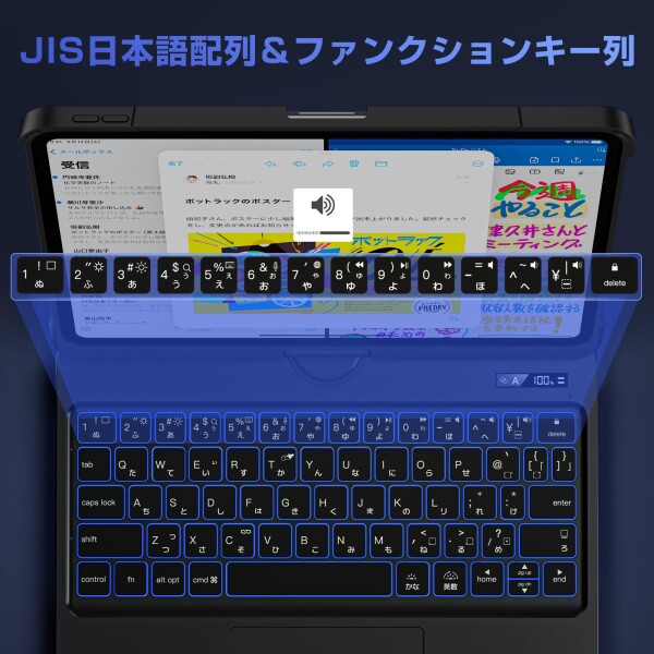 Sencela 2025新登場 iPad Pro 12.9インチ対応 日本語配列キーボードケース 遅延なし・高精度 360度回転式 バックライト・ペンホルダー搭載 マジックキーボード iPad Pro 12.9インチ（第3/4/5/6世代）_3