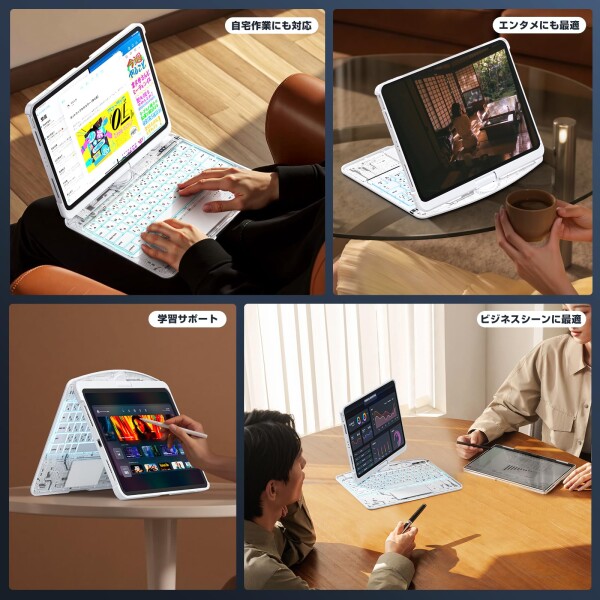Sencela 2025新登場 iPad 10.2インチ（第7/8/9世代）対応 日本語配列キーボードケース 360度回転式 バックライト・ペンホルダー搭載 遅延なし・高精度 マジックキーボード_6