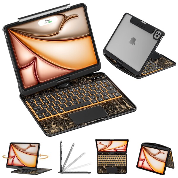 Sencela 2025新登場 iPad pro 11インチ 日本語配列キーボードケース 遅延なし・高精度 360度回転式 マジックキーボード バックライト・ペンホルダー搭載 iPad Pro 11 (第1/2/3/4世代) iPad Air 11インチ