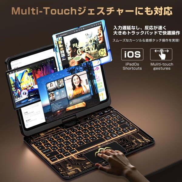 Sencela 2025新登場 iPad pro 11インチ 日本語配列キーボードケース 遅延なし・高精度 360度回転式 マジックキーボード バックライト・ペンホルダー搭載 iPad Pro 11 (第1/2/3/4世代) iPad Air 11インチ_2
