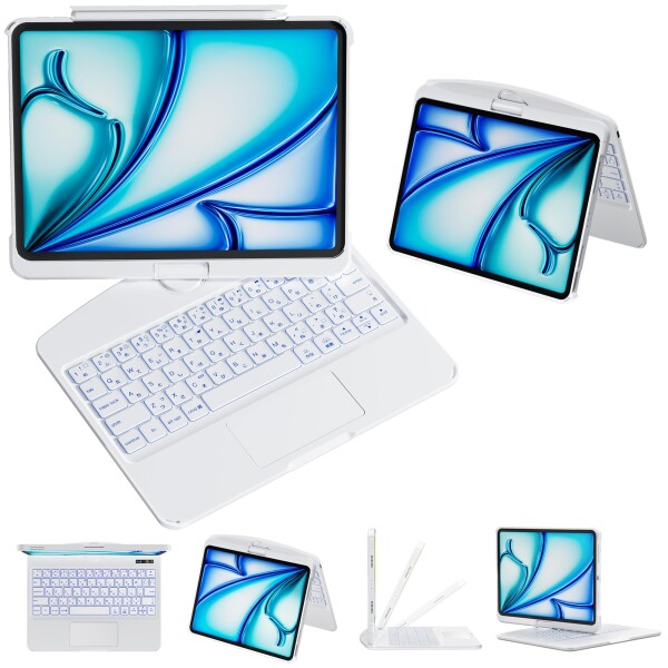 Sencela iPad用キーボード付きケース iPad10.2インチ（第7・第8・第9世代）対応 JIS日本語配列キーボードケース Bluetooth5.3 Type-C充電式 360度回転・高精度トラックパッド搭載 7色バックライト・