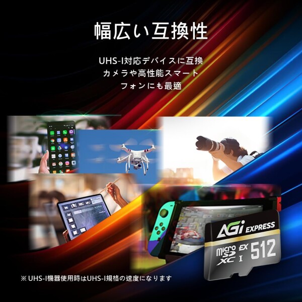 AGI TF338 MicroSDXC Expressカード 512GB 最大読込800MB/s 最大書込700MB/s Nintendo Switch 2で動作確認済み SD7.1 EX UHS-I U3 V30 C10 4K動画 防水 耐衝撃_4