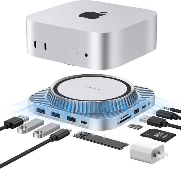 Docking Station iVANKY 13 イン 1 Mac mini M4 ドッキングステーション、M.2 NVMe SSD エンクロージャー付き超機能拡張スタンド、Mac mini M4&amp;M4 Pro（2024 年モデル）向け 4K@120Hz HDMI ハブ、10Gbps USB、SD/TF カ