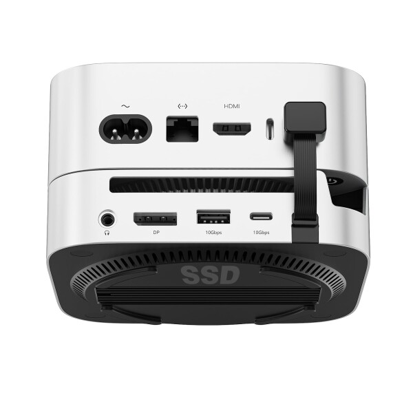 Mac mini M4/M4 Pro専用 10-in-1 ドッキングステーション｜mac mini スタンド｜8K対応DPポート・最大8TB NVMe SSD拡張｜USB3.2 Gen2 10Gbps高速転送｜映画編集・在宅ワークに最適｜アルミ合金一体型デザイ