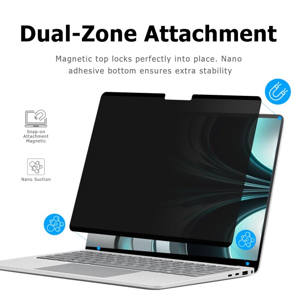 MEGOO MacBook Air 15インチ用プライバシースクリーン（2023-2025 / M2, M3, M4）、視野角30°、ブルーライトフィルター、マット仕上げ、反眩止め眼保護 - プレミアムビジネス保護_3