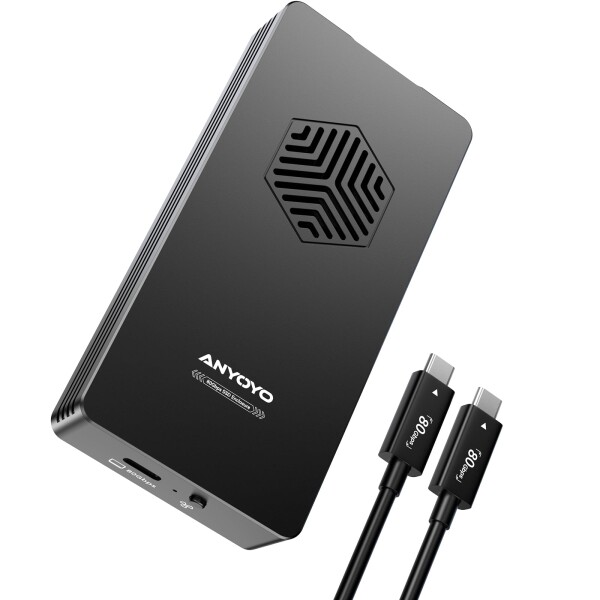 ANYOYO 80Gbps M.2 NVMe SSD エンクロージャー（冷却ファン搭載、アルミ合金製ケース、Thunderbolt 5/4/3・USB4対応、M/B+M Key SSD対応、工具不要で簡単取り付け）