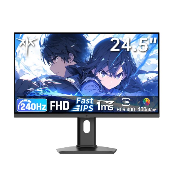 KTC 24.5インチ FHD(1920*1080) 240Hzゲーミングモニター FAST IPS 1ms HDR400対応 ΔE2 sRGB 114% 色域ボリューム コントラスト比1000:1 400cd/m? Adaptive Sync チルト・ 縦回転・昇降可能で簡単設置 アイケア HDM