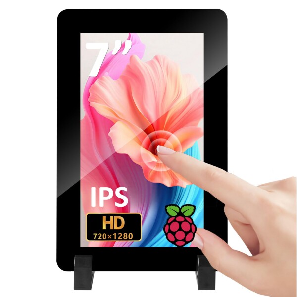 OSOYOO Raspberry Pi用 7インチ DSI IPS タッチスクリーン 720x1280 HD | Pi 5/4B/3A+対応 | DSI &amp; GPIO給電 | 6H強化ガラス | 指紋防止 | ラズパイ プロジェクトに最適