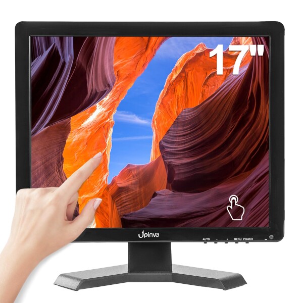 Upinva 17インチ 静電容量式タッチモニター｜10点マルチタッチ対応｜1280x1024 4:3解像度｜HDMI/VGA/AV/USB/BNC入力｜内蔵スピーカー｜POS/ゲーム機(PS5/PS4/Switch)/PC用