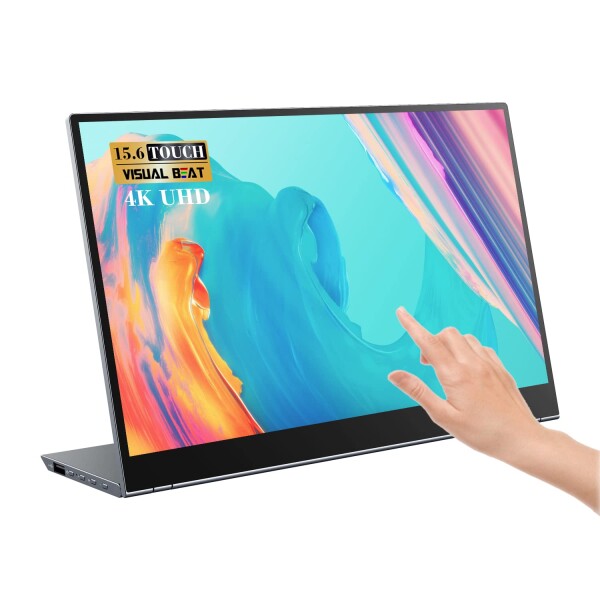 Visual Beat 15.6インチ 4K モバイルモニター タッチ搭載 UHD IPS HDR 100% sRGB USB-C・HDMI ポータブルモニター デュアルスピーカー アルミ合金製 ノートPC・スマートフォン・ゲーム機用