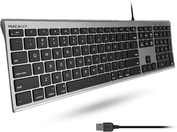 MACALLY mac キーボード US配列 有線 オールアルミフレーム スリム 静音性 シザー式キー テンキー付き 在宅勤務 テレワーク iMac Pro iMac MacBook Pro MacBook Air対応 MacとWindowsPC 対応 (ACEKEYSG) US配列( 6,315円