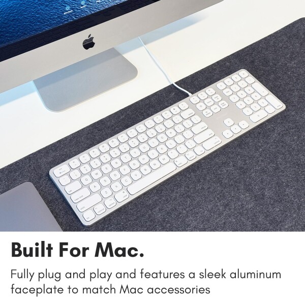 MACALLY プレミアム有線 Mac キーボード (テンキーと 2 ポートハブ付き 