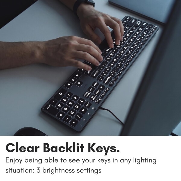 MACALLY 有線キーボード Mac用 (USB C + A) - 大文字プリント、バックライト付きAppleキーボード 有線 - 107キー フルサイズ 大文字 USB C MacBook Pro/Air、Mac Mini、iMac用 フルサイズ (UCABLZKEYLPSG)US配列(_4