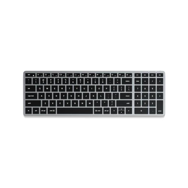 SATECHI Slim X2 薄型 Bluetooth ワイヤレスキーボード 無線? US QWERTY 配列、バックライト付テンキー パッド、マルチペアリング対応 ? MacBook Air &amp; Pro M5/M4、Mac Mini、iPad Air &amp; Pro、iMac 他対応 ? ス