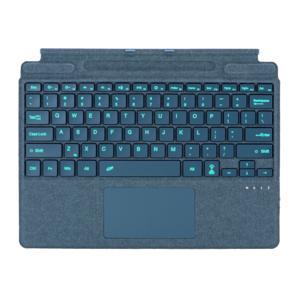 マイクロソフトの Surface Pro 8、9、10 または X のためのタイプ カバー、タッチパッドのタブレットのキーボードが付いている携帯用細い無線キーボード (Sapphire, バックライト)