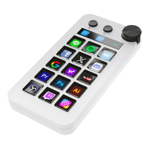 ActionRing ストリームコントローラーデック ショートカットキーボード 省スペース化の縦方向左手デバイス ショットカットキー/電卓/テンキー三つのモード搭載 15個のカスタマイズ可能な