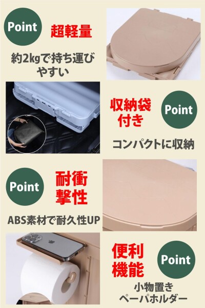 災害用 トイレ 折りたたみ 簡易トイレ セット EMICHE (ブラック)