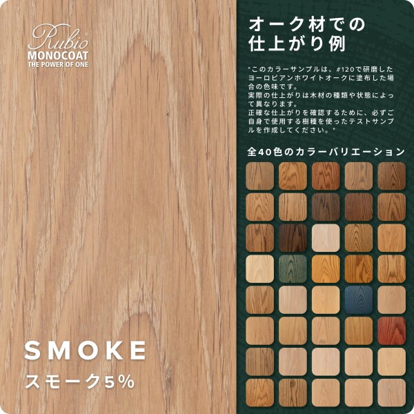 ルビオモノコート 木材用保護塗料 ? Smoke｜オイルプラス2C｜屋内用速乾・VOCゼロ％｜自然由来成分で木目を活かす｜硬化剤（パートB）付き｜亜麻仁油由来の保護仕上げ｜130 ML_1
