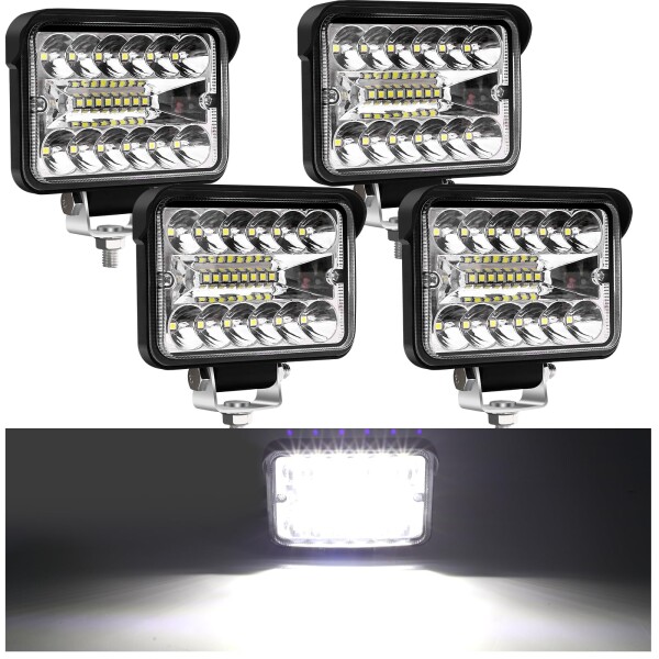 Aoling 作業灯 led 12V24V ワークライト 車 防水 小型 12v led 爆光 作業ライト 照明 補助 前照灯 車外灯 除雪機 作業機械 農業機械 ホワイト 4個